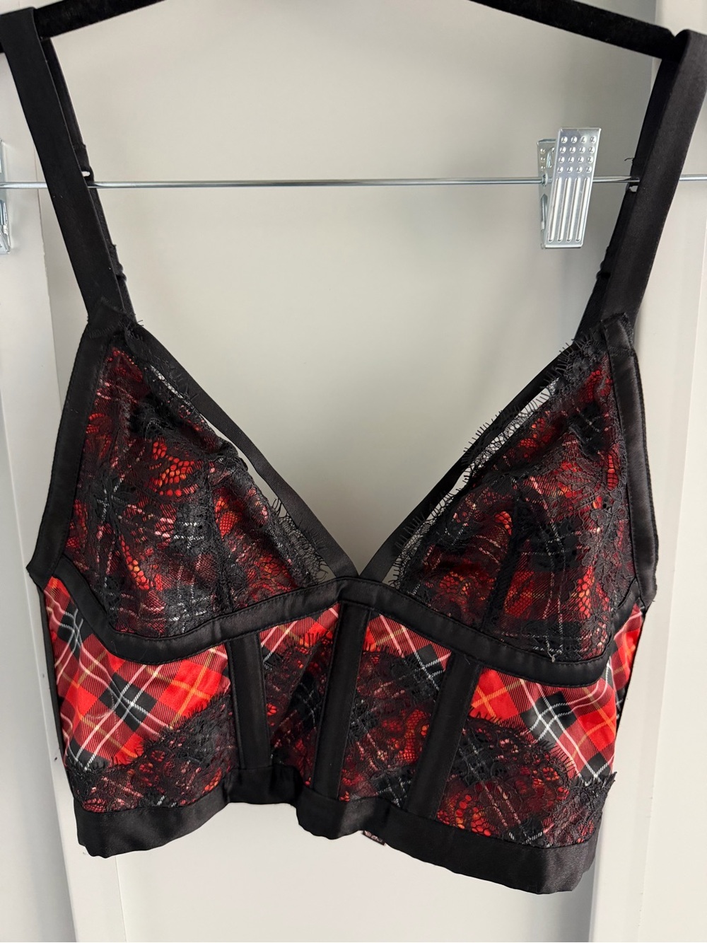 Victoria’s Secret Red Plaid Lace Lingerie Corset Top S New - Picture 3 of 8